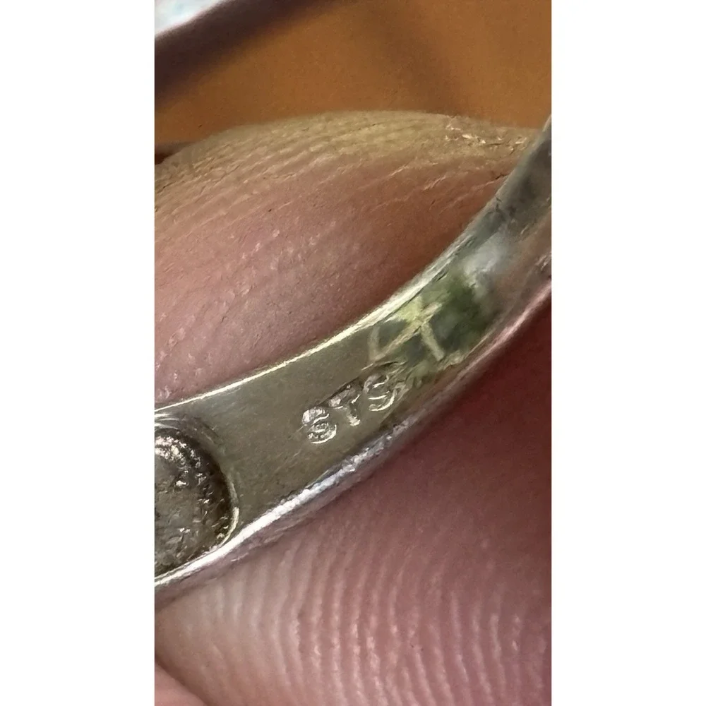 Natural Peach Moonstone And Citrine Sterling Silver Cocktail Ring Size 9.25 - Picture 5 of 12